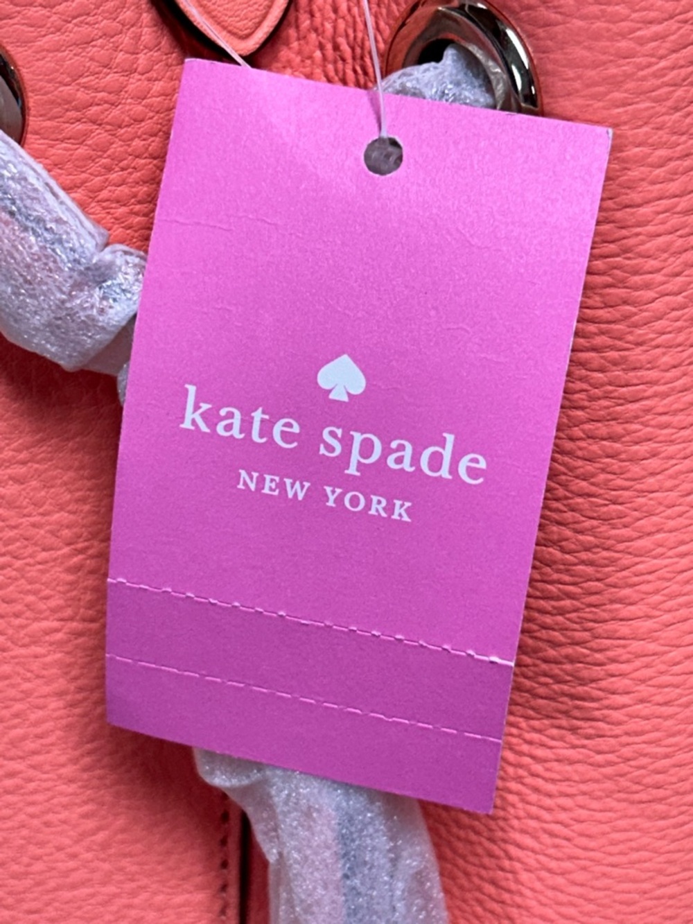 kate spade Coral Pink Pebbled Leather Shoulder Bag Approx. 9 x 10.5 x 6 - Picture 12 of 14